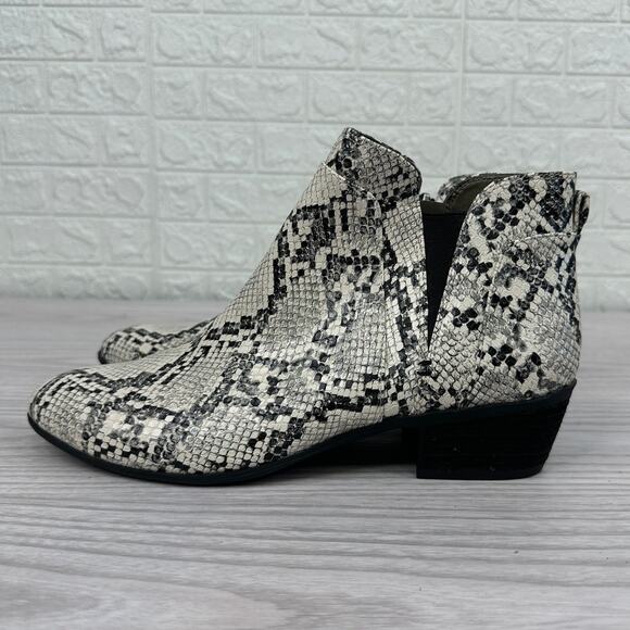 Circus Sam Edelman Pipper Ankle Bootie Sz 8.5 Ivory Black Faux Snakeskin Leather - Picture 5 of 9